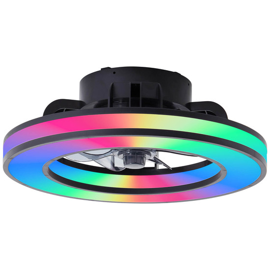 Brilliant Mondello LED Deckenleuchte 42cm mit Ventilator 26W Schwarz Ventilator, Nachtlicht, Timer G80915/06
