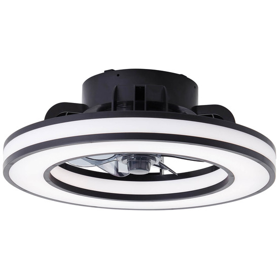 Brilliant Mondello LED Deckenleuchte 42cm mit Ventilator 26W Schwarz Ventilator, Nachtlicht, Timer G80915/06