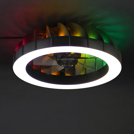 Brilliant Fanora LED Deckenleuchte 46cm mit Ventilator 30W Schwarz Ventilator, Nachtlicht, Timer G81080/06