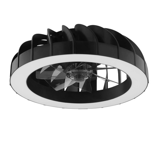 Brilliant Fanora LED Deckenleuchte 46cm mit Ventilator 30W Schwarz Ventilator, Nachtlicht, Timer G81080/06