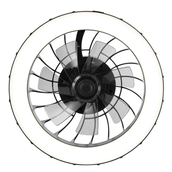 Brilliant Fanora LED Deckenleuchte 46cm mit Ventilator 30W Schwarz Ventilator, Nachtlicht, Timer G81080/06