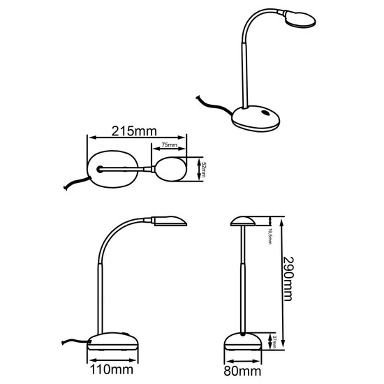 Brilliant Timmi LED Tischleuchte 1,5W Tageslichtweiß Schwarz G92927/06