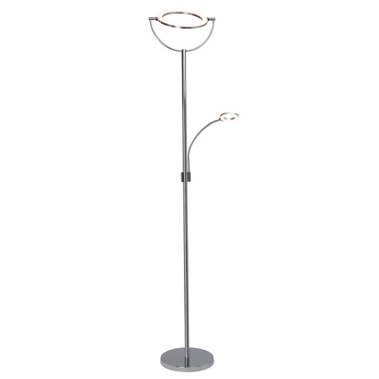 Brilliant Demian LED Deckenfluter mit Lesearm 24W Warmweiß Eisen Chrom G93033/77