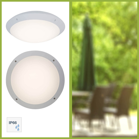 Brilliant Medway LED Außenwand- und Deckenleuchte 31cm 12W Neutralweiß IP66 Weiß G96053/05