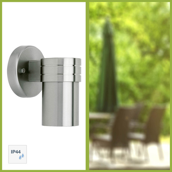 Brilliant Hanni LED Außenwandleuchte, 1-flammig GU10 35W/3W Warmweiß IP44 Edelstahl G96229/82