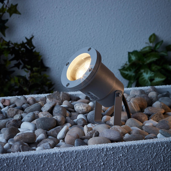 Brilliant Janko LED Außenerdspieß 32cm GU10 20W/3W Warmweiß IP44 Grau G96232/22