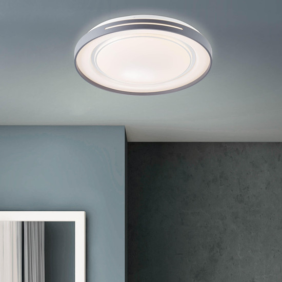 Brilliant Barty LED Wand- und Deckenleuchte 48cm 30W Weiß Dunkelgrau Nachtlicht, Timer G97158/72