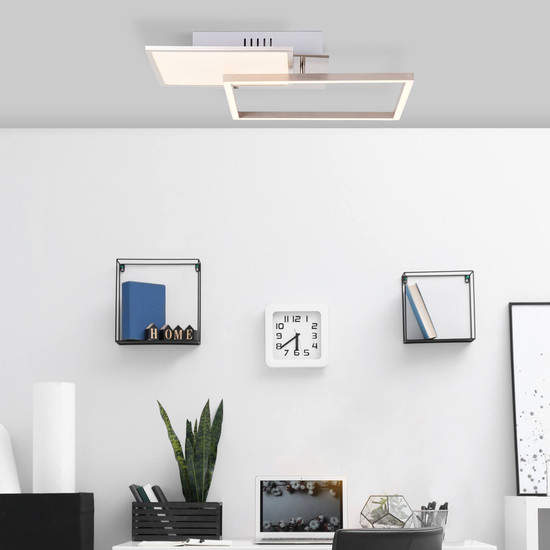 Brilliant Zelia LED Deckenleuchte 41x41cm 20W Warmweiß Nickel Eloxiert G99378/68