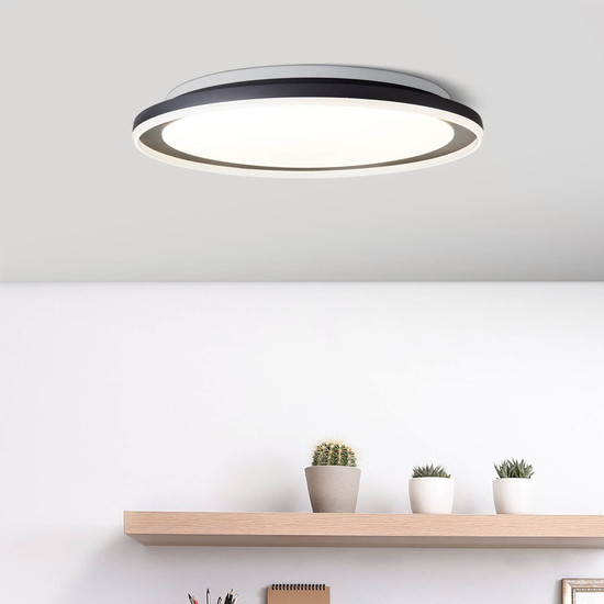 Brilliant Pederson LED Deckenleuchte 55cm 60W Schwarz Nachtlicht, Timer G99754/06