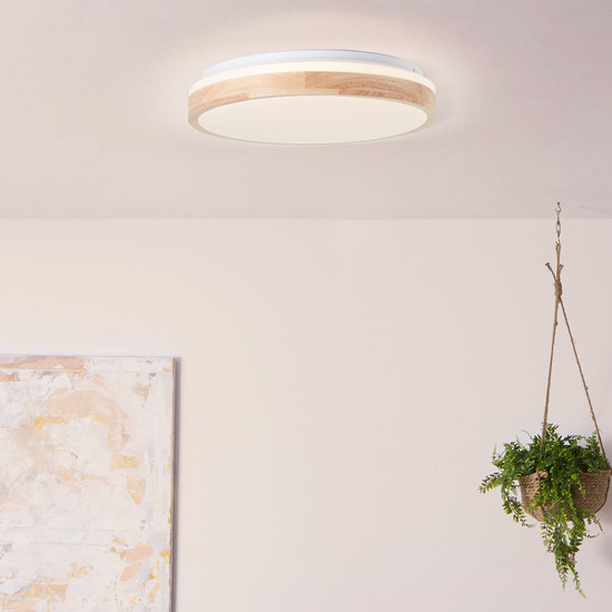 Brilliant Brodsky LED Deckenleuchte 38cm 24W Warmweiß Holz Hell Weiß FSC® G99790/75
