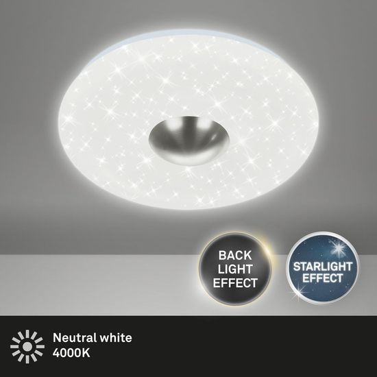 Briloner NALU LED Deckenleuchte Sternendekor 18W Matt-Nickel Neutralweiss