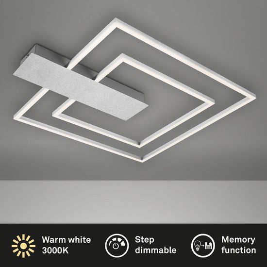 Briloner NICO DUO LED Deckenleuchte dimmbar 25W Alu Warmweiss