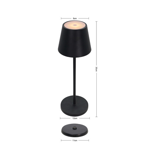 CMD LED Akku-Tischleuchte 2W steuerbare Lichtfarbe IP44 Schwarz CMD-9078