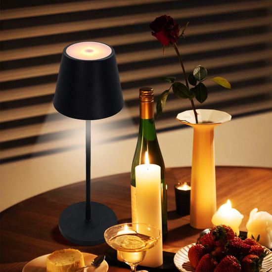 CMD LED Akku-Tischleuchte 2W steuerbare Lichtfarbe IP44 Schwarz CMD-9078