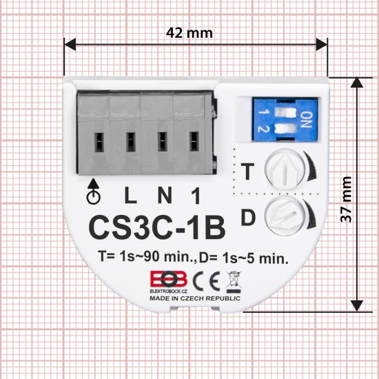 Zeitschalter für Ventilatoren Badlüfter Beleuchtung Nachlaufrelais CS3C-1B