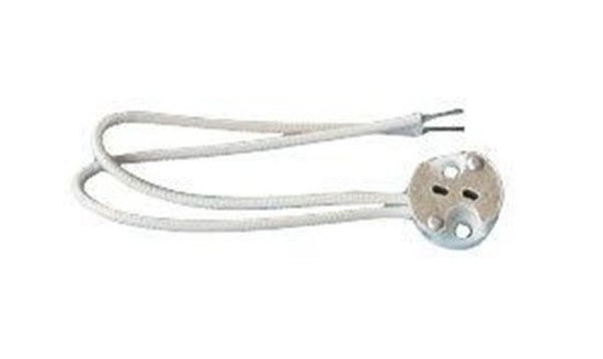 Deko-Light Fassung GU5,3 mit 15 cm Kabel, Keramik, Weiß, 150 mm, 50W 100200