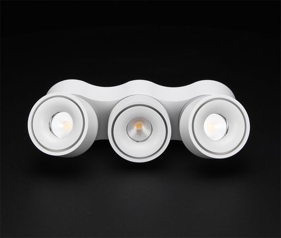 Deko-Light Deckenaufbauleuchte Uni Triple, Warmweiß, Alu, Weiß-matt 348107