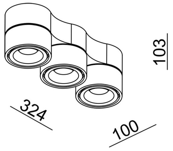 Deko-Light Deckenaufbauleuchte Uni Triple, Warmweiß, Alu, Weiß-matt 348107