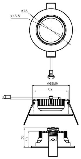 Deko-Light Deckeneinbauleuchte COB-68-350mA-2700K-rund-flach, Signalweiß, Warmweiß, 45°, 14-15V DC, 350mA 565263