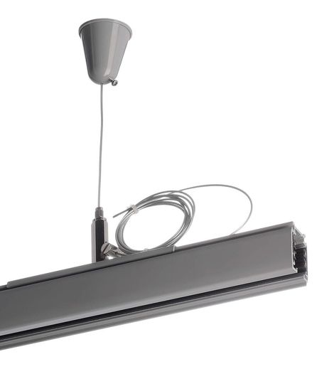 Deko-Light Schienensystem 3-Phasen 230V, D Line Seilabhängungshalter mit Deckenrosette 1,5m grau 710049