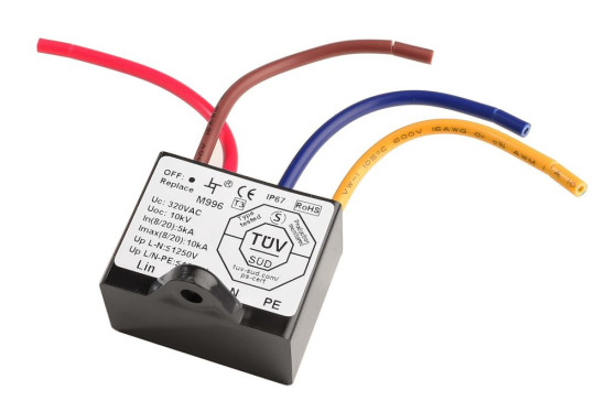 Deko-Light Überspannungsschutzfilter mit Kontrollanzeige, 230-277VAC 50/60Hz, Schwarz, 37 mm, IP67 843055