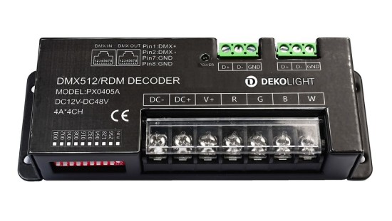 Deko-Light Controller, 4 Kanal LED DMX Dimmer 12-48V, dimmbar DMX512, 12/24/48VDC 843060