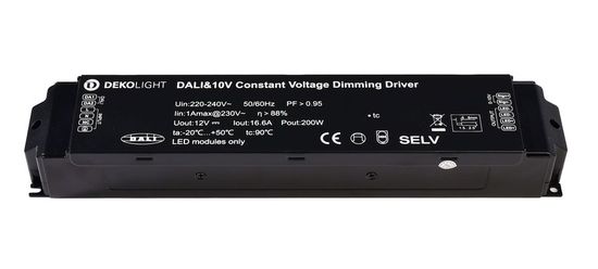 Deko-Light LED-Netzgerät, BASIC, DIM, CV, 200AD-12V, DALI-Bus / Push / 1-10V, dimmbar DALI / Push / 1-10V, 200W 862160