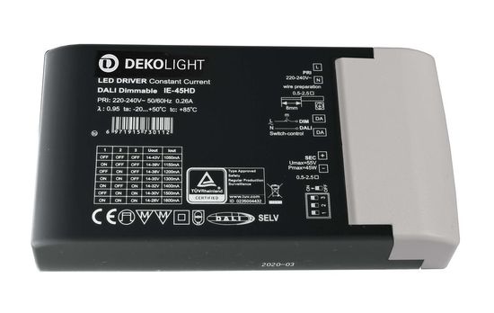 Deko-Light Netzgerät, BASIC, DIM, Multi CC, IE-45HD, dimmbar DALI-Bus nach IEC 62386 DALI 2.0 / Intelli-Push, 14,7-45W 862193