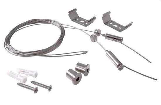 Deko-Light Seilabhängung einstellbar für Leuchte Tri Proof 2 Stk., Metall, Silber-grau, 2500mm 930071