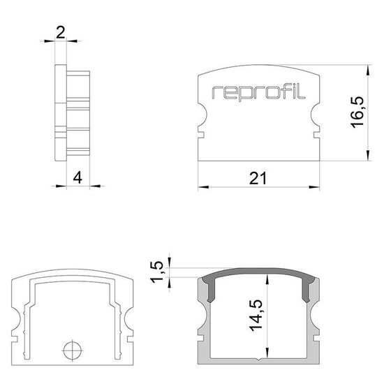 Deko-Light Endkappe F-AU-02-15 Set 2 Stk, Weiß, 21mm 978570