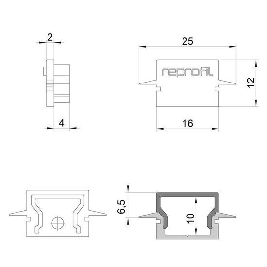 Deko-Light Endkappe H-ET-01-10 Set 2 Stk, Schwarz, 25mm 979042