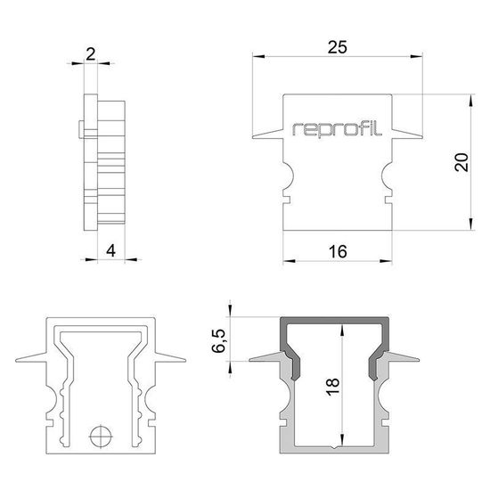 Deko-Light Endkappe H-ET-02-10 Set 2 Stk, Weiß, 25mm 979060