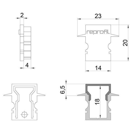 Deko-Light Endkappe H-ET-02-08 Set 2 Stk, Weiß, 23mm 979140