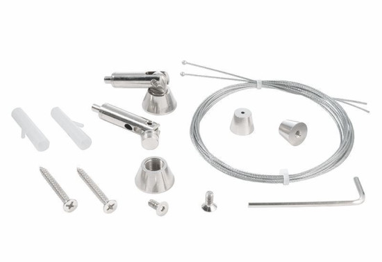 Deko-Light Seilabhängung (schwenkbar) Set 2 Stk, Metall, Silber 987060