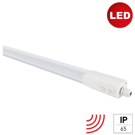 e2 LED Feuchtraum-Lichtleiste 110cm Plus M 36W neutralweiss 4000K Bewegungsmelder IP65 Weiß