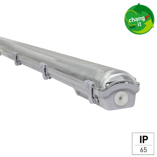 e2 LED Feuchtraum-Wannenleuchte T8 G13 158cm Classic L 24W neutralweiss 4000K IP65 Grau