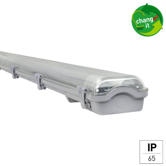 e2 LED Feuchtraum-Wannenleuchte T8 G13 158cm Classic L 2x 24W neutralweiss 4000K IP65 Grau