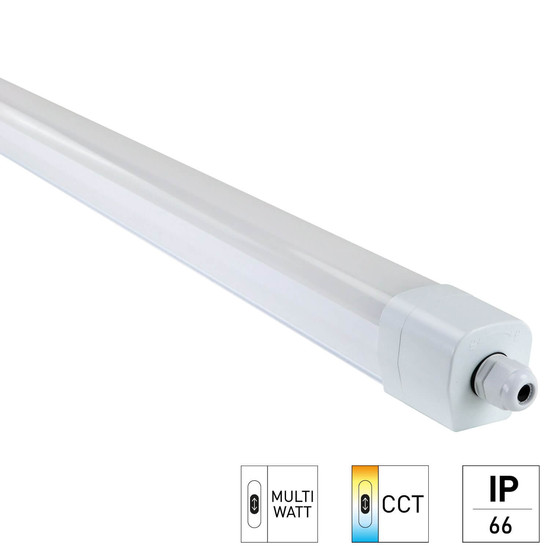 e2 LED Feuchtraum-Wannenleuchte 65cm Premium S 18W CCT warm-/neutral-/tageslichtweiss 3000K/4000K/5700K IP66 Weiß