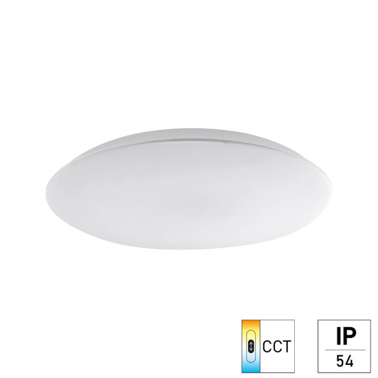 e2 LED Anbauleuchte, Deckenleuchte Rimini 380 24W CCT warm-/neutral-/tageslichtweiss 3000K/4000K/6000K IP54 Weiß Ø38cm