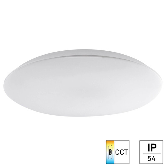 e2 LED Anbauleuchte, Deckenleuchte Rimini 480 45W CCT warm-/neutral-/tageslichtweiss 3000K/4000K/6000K IP54 Weiß Ø48cm
