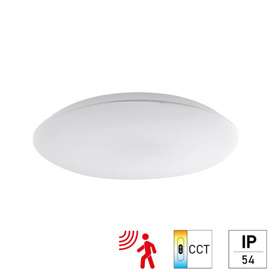 e2 LED Anbauleuchte, Deckenleuchte Rimini 380 24W CCT warm-/neutral-/tageslichtweiss 3000K/4000K/6000K Bewegungsmelder IP54 Weiß Ø38cm