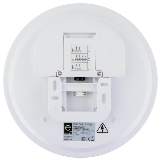 e2 LED Anbauleuchte, Deckenleuchte Rome R250 15W neutralweiss 4000K Bewegungsmelder IP54 Weiß Ø25cm