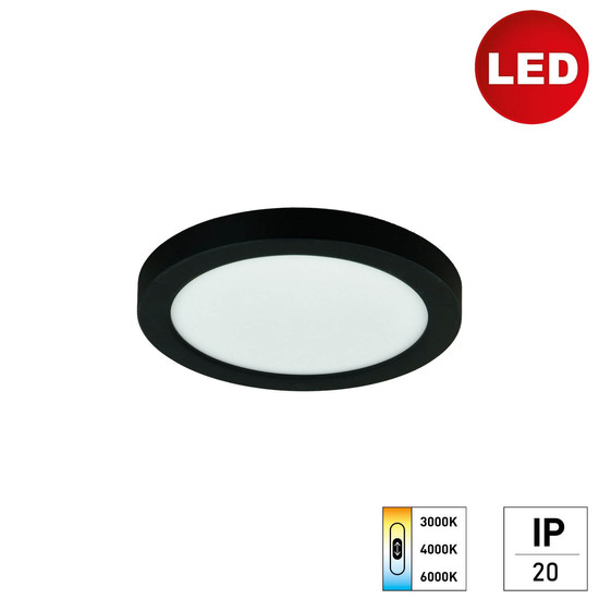 e2 LED Anbaupanel, Deckenleuchte Space R170 12W CCT warm-/neutral-/tageslichtweiss 3000K/4000K/6500K Schwarz Ø17cm