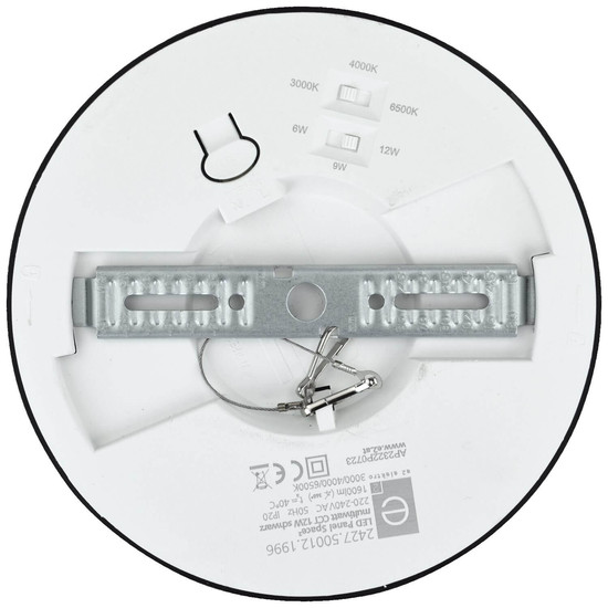 e2 LED Anbaupanel, Deckenleuchte Space R170 12W CCT warm-/neutral-/tageslichtweiss 3000K/4000K/6500K Schwarz Ø17cm