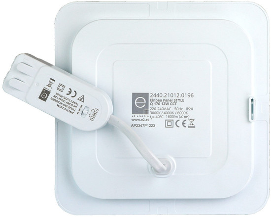e2 LED Einbaupanel, Deckeneinbauleuchte Style Q 170 12W CCT warm-/neutral-/tageslichtweiss 3000K/4000K/6000K Weiß 17x17cm