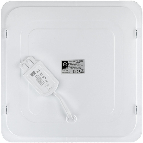 e2 LED Einbaupanel, Deckeneinbauleuchte Style Q 300 30W CCT warm-/neutral-/tageslichtweiss 3000K/4000K/6000K dimmbar Weiß 30x30cm