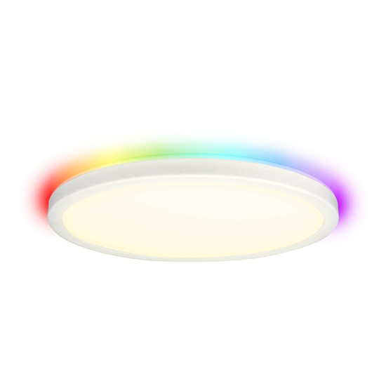 e2 LED Anbaupanel, Deckenleuchte Twice R420 24W CCT warm-/tageslichtweiss 3000-6000K dimmbar RGB IP54 Weiß Ø42cm