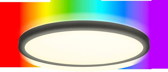 e2 LED Anbaupanel, Deckenleuchte Twice R420 24W CCT warm-/tageslichtweiss 3000-6000K dimmbar RGB IP54 Schwarz Ø42cm