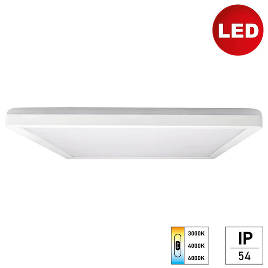e2 LED Anbaupanel, Deckenleuchte Twice up&down Q420 24W CCT warm-/neutral-/tageslichtweiss 3000K/4000K/6000K IP54 Weiß 42x42cm