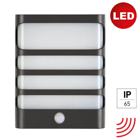 e2 LED Außenwandleuchte Vega 7,5W neutralweiss 4000K Bewegungsmelder IP54 Anthrazit Aluminium 20x16cm